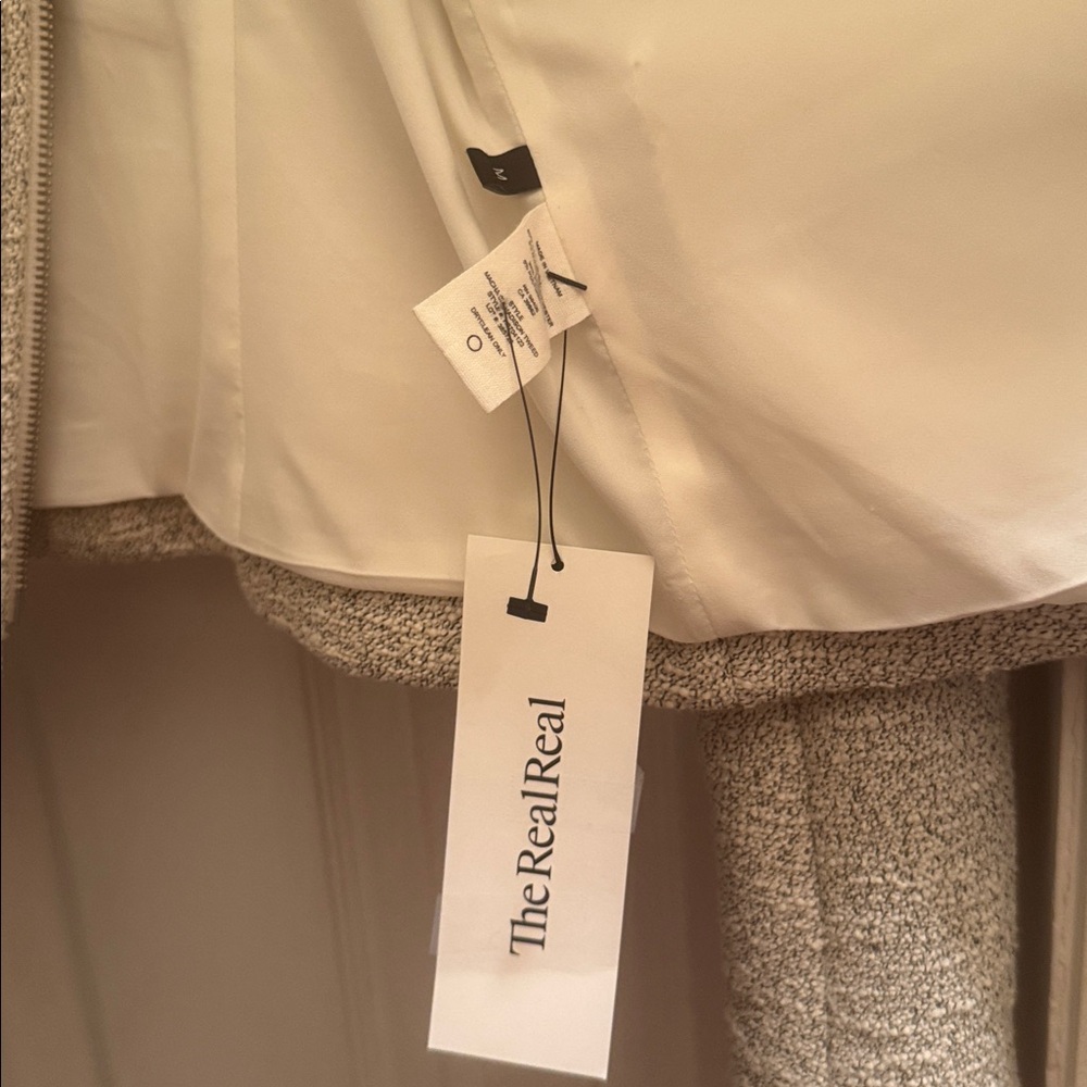 Theary Macha Cl Madison tweed melange zip moto blazer jacket cream size M - Picture 7 of 8